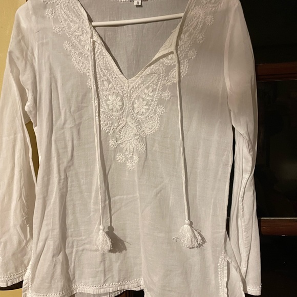 White Embroidered long sleeve shirt - Picture 2 of 4